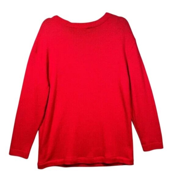 St. John red knit long-sleeve top size US M - Picture 2 of 8
